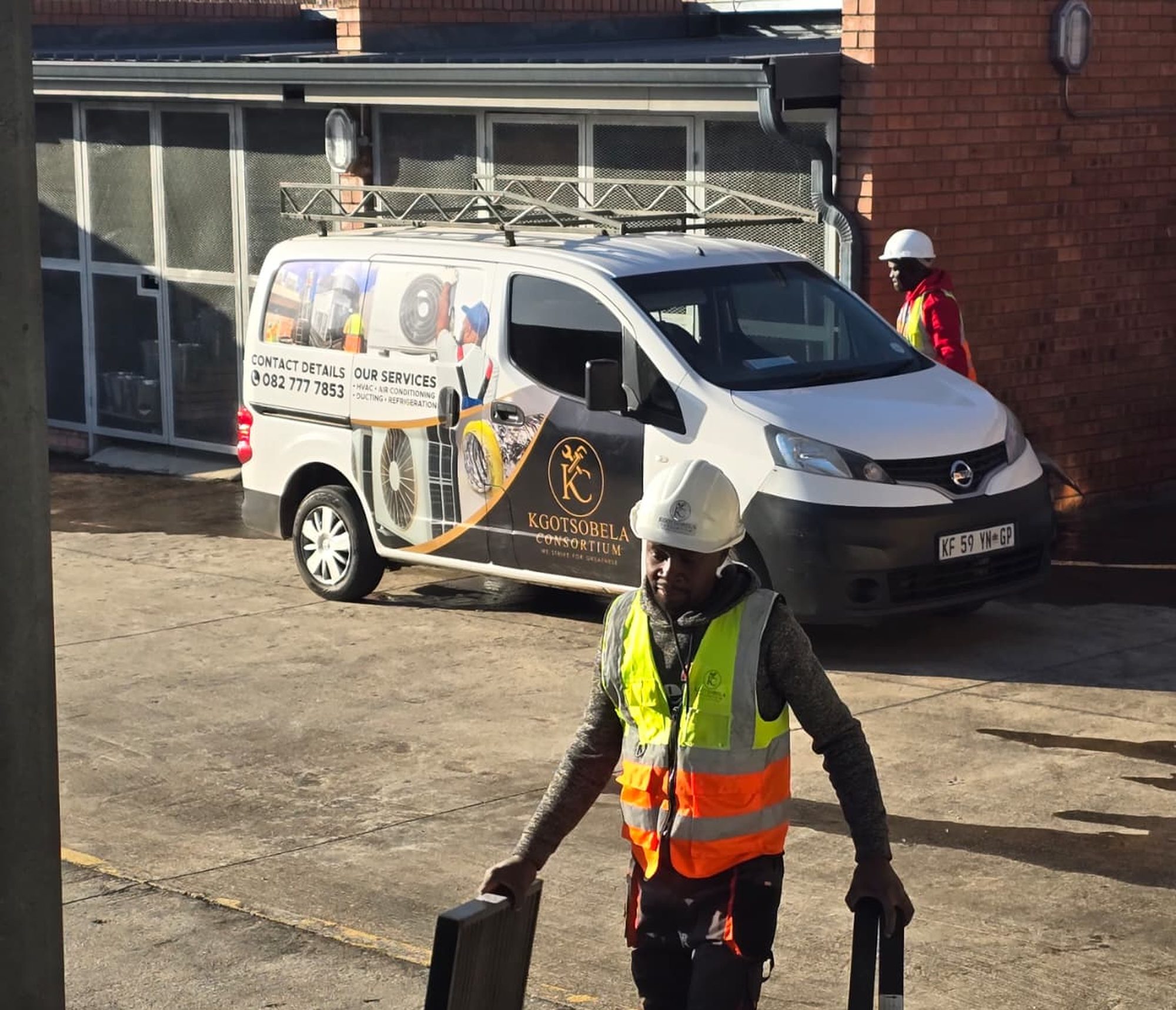 Kgotsobela Consortium technician and branded service van on site