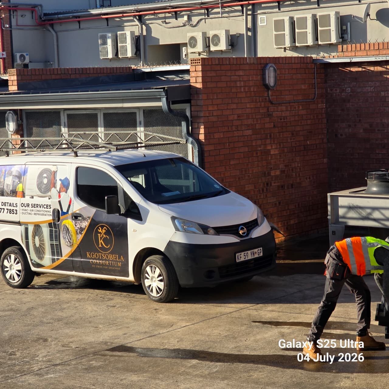 Kgotsobela Consortium branded service van being loaded on site