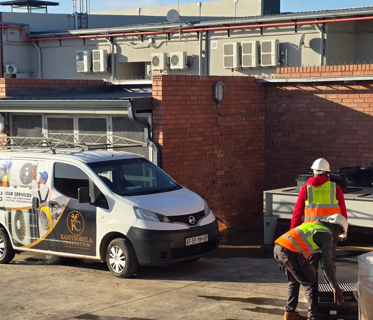 Kgotsobela Consortium branded van and technicians on site